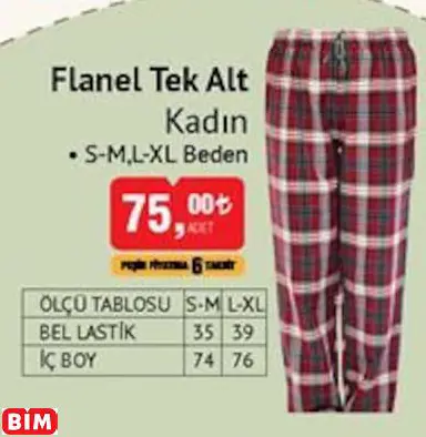 FLANEL TEK ALT KADIN FLANEL TEK ALT KADIN